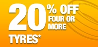 20% off four or more tyres