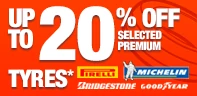 Up to 20% off selected premium tyres