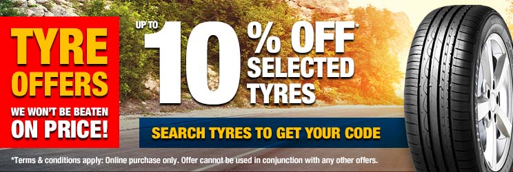 Upto 10% off selected tyres